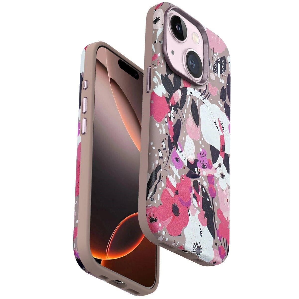 Onegif Apple İphone 15 Flower Series Magsafe Kapak - Pembe