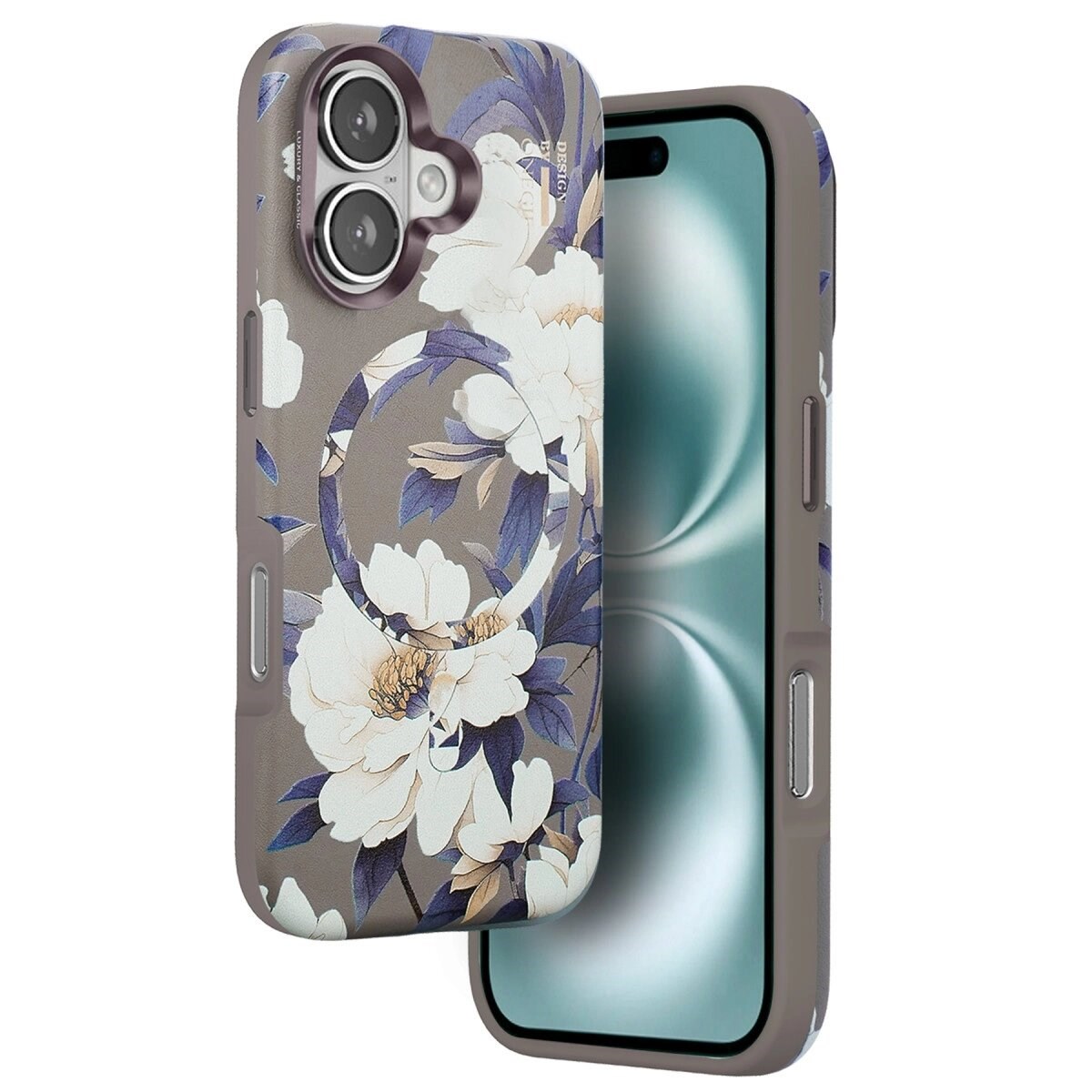 Onegif Apple İphone 16 Flower Series Magsafe Kapak - Gri