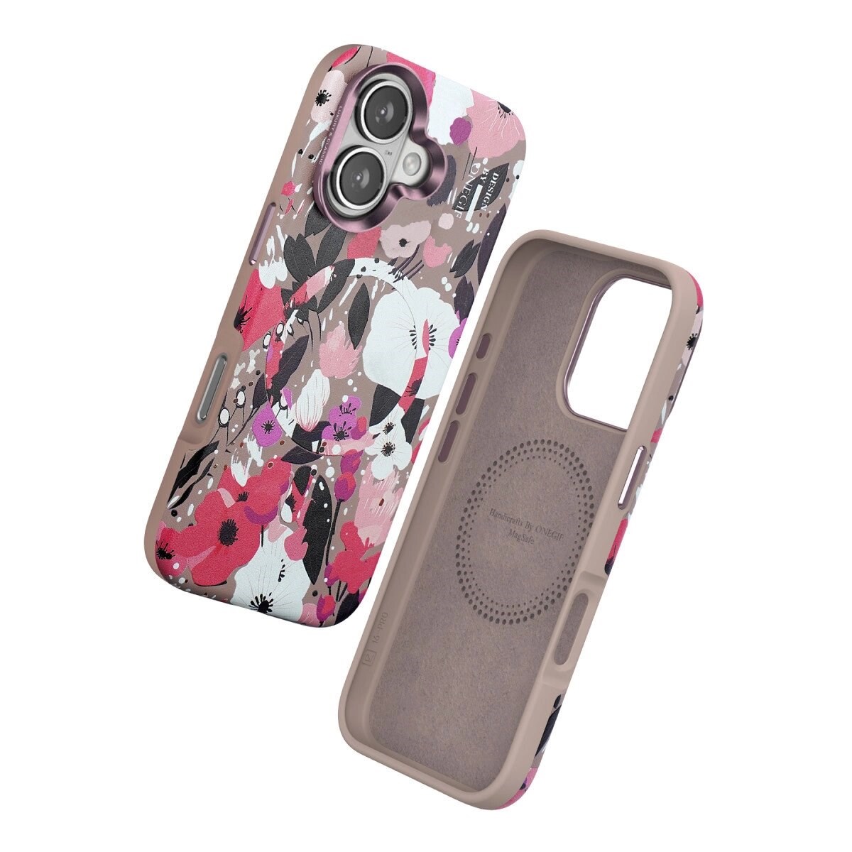 Onegif Apple İphone 16 Flower Series Magsafe Kapak - Pembe