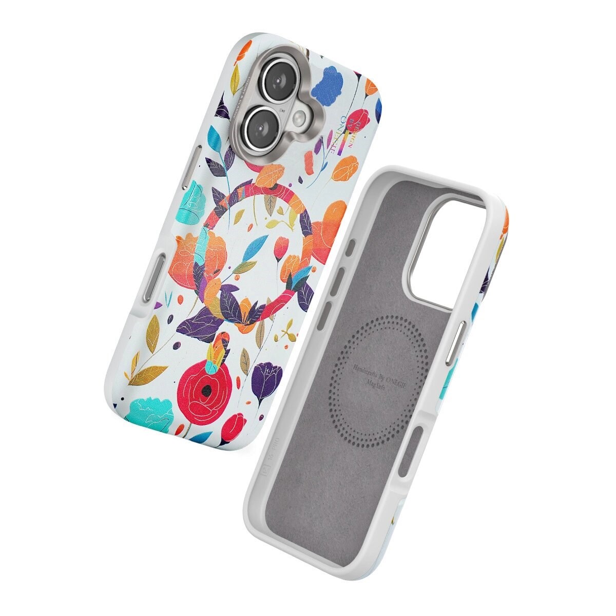 Onegif Apple İphone 16 Flower Series Magsafe Kapak - Beyaz