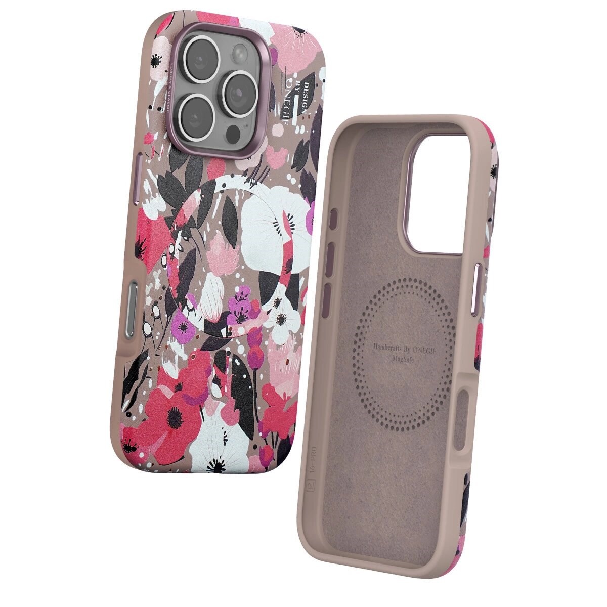 Onegif Apple İphone 16 Pro Max Flower Series Magsafe Kapak - Pembe