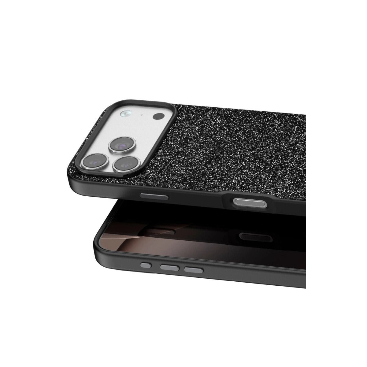 Onegif Apple İphone 17 Pro Bright Simli Kapak - Siyah