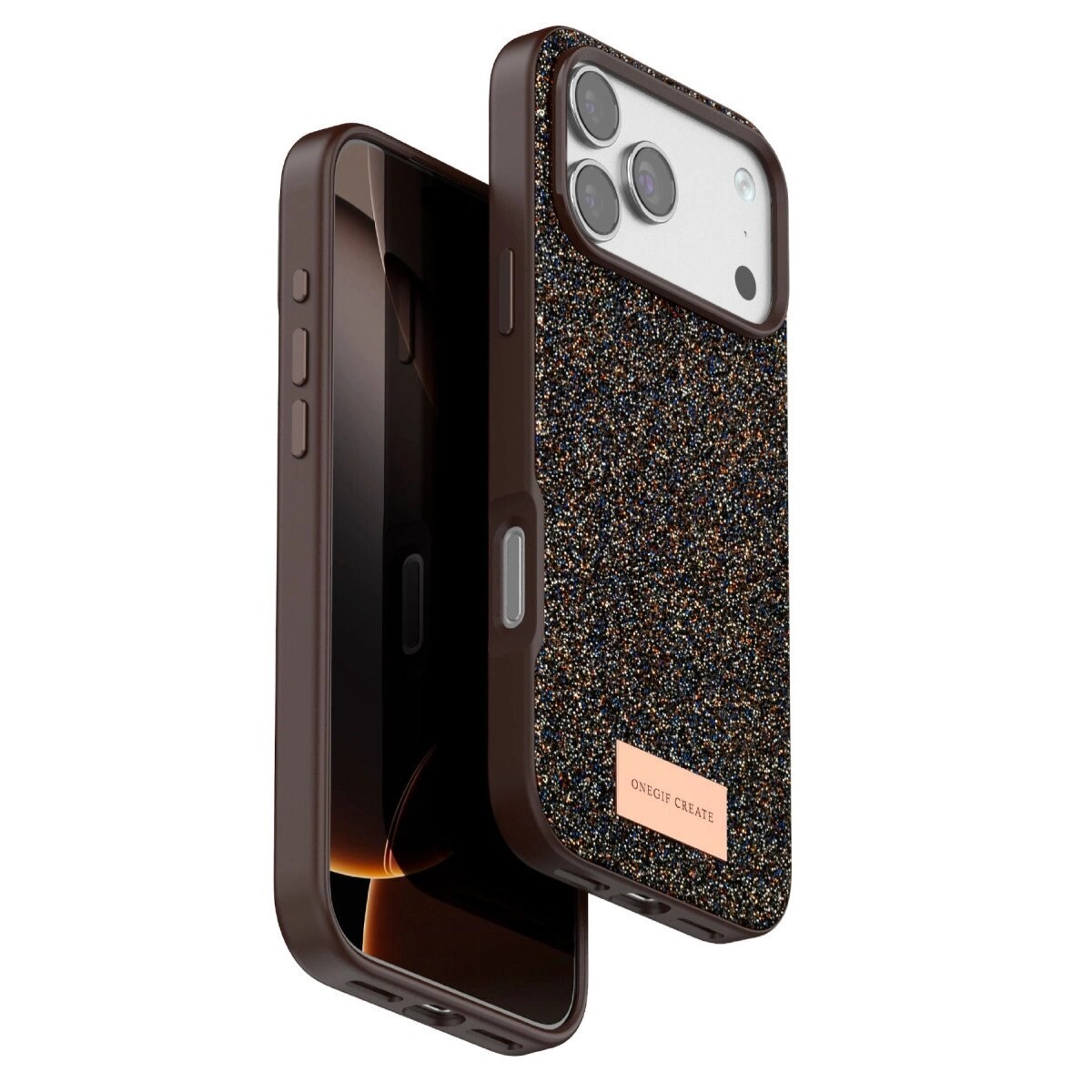 Onegif Apple İphone 17 Pro Bright Simli Kapak - Gold