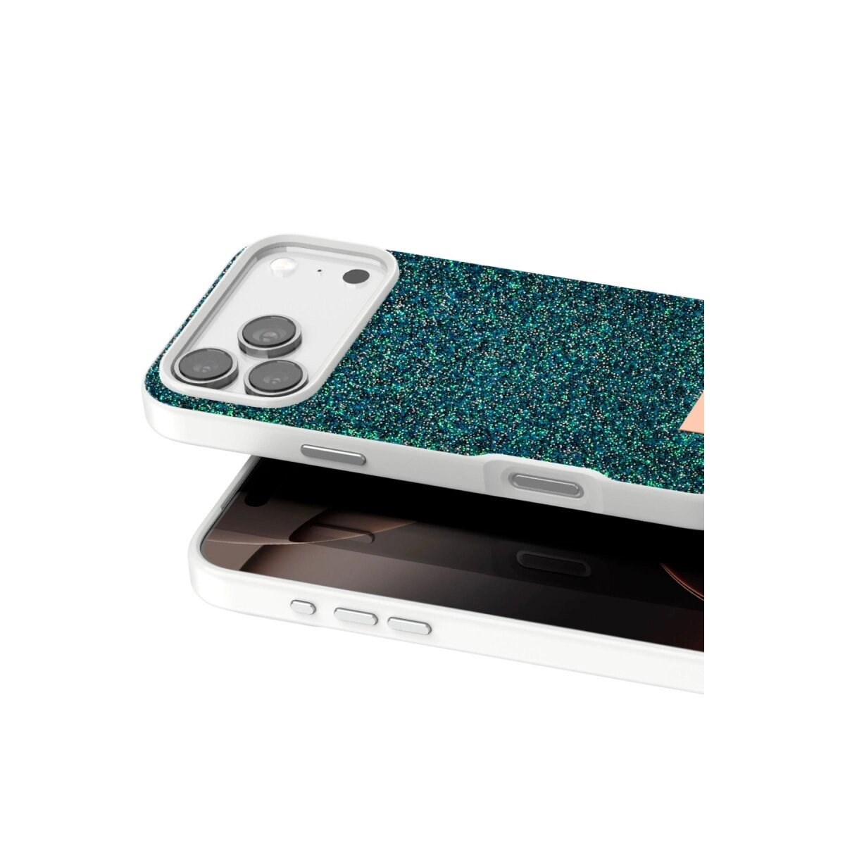 Onegif Apple İphone 17 Pro Bright Simli Kapak - Koyu Yeşil
