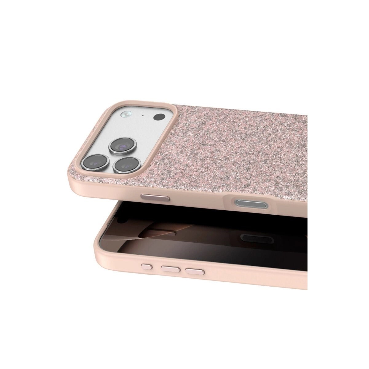 Onegif Apple İphone 17 Pro Bright Simli Kapak - Pembe