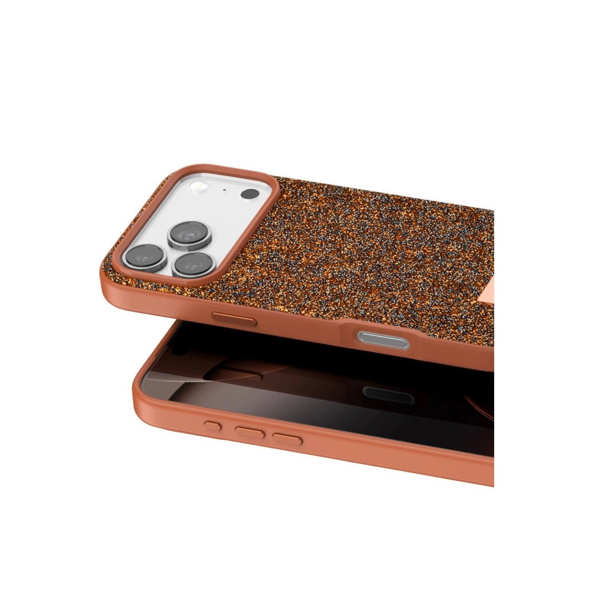 Onegif Apple İphone 17 Pro Max Bright Simli Kapak - Turuncu