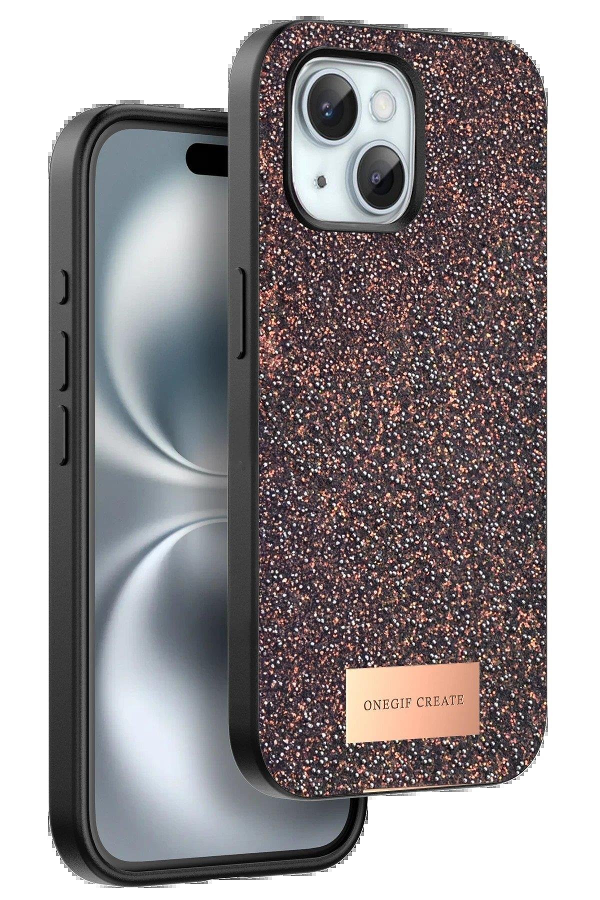 Onegif iPhone 15 Plus Bright Simli Kapak - Derin Mor