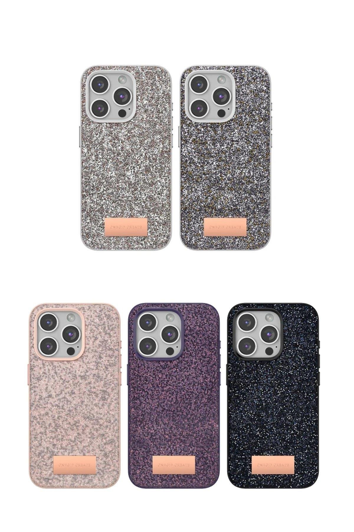 Onegif iPhone 15 Pro Bright Simli Kapak - Pembe