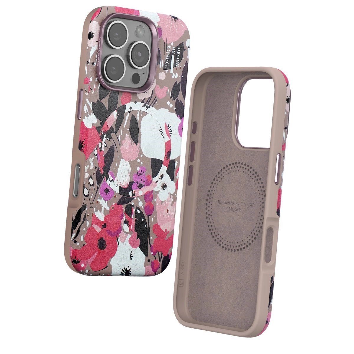 Onegif İphone 16 Pro Flower Series Magsafe Kapak - Pembe