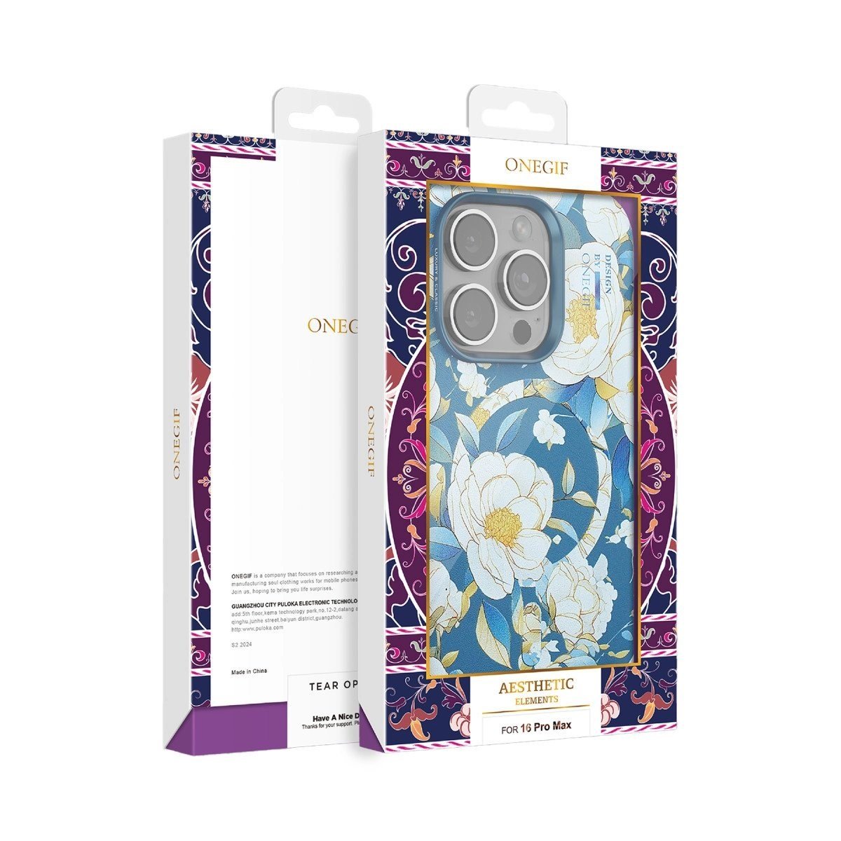 Onegif İphone 16 Pro Max Flower Series Magsafe Kapak - Siyah