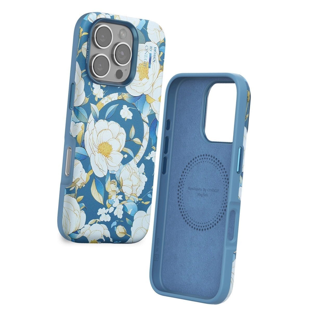 Onegif İphone 16 Pro Max Flower Series Magsafe Kapak - Mavi
