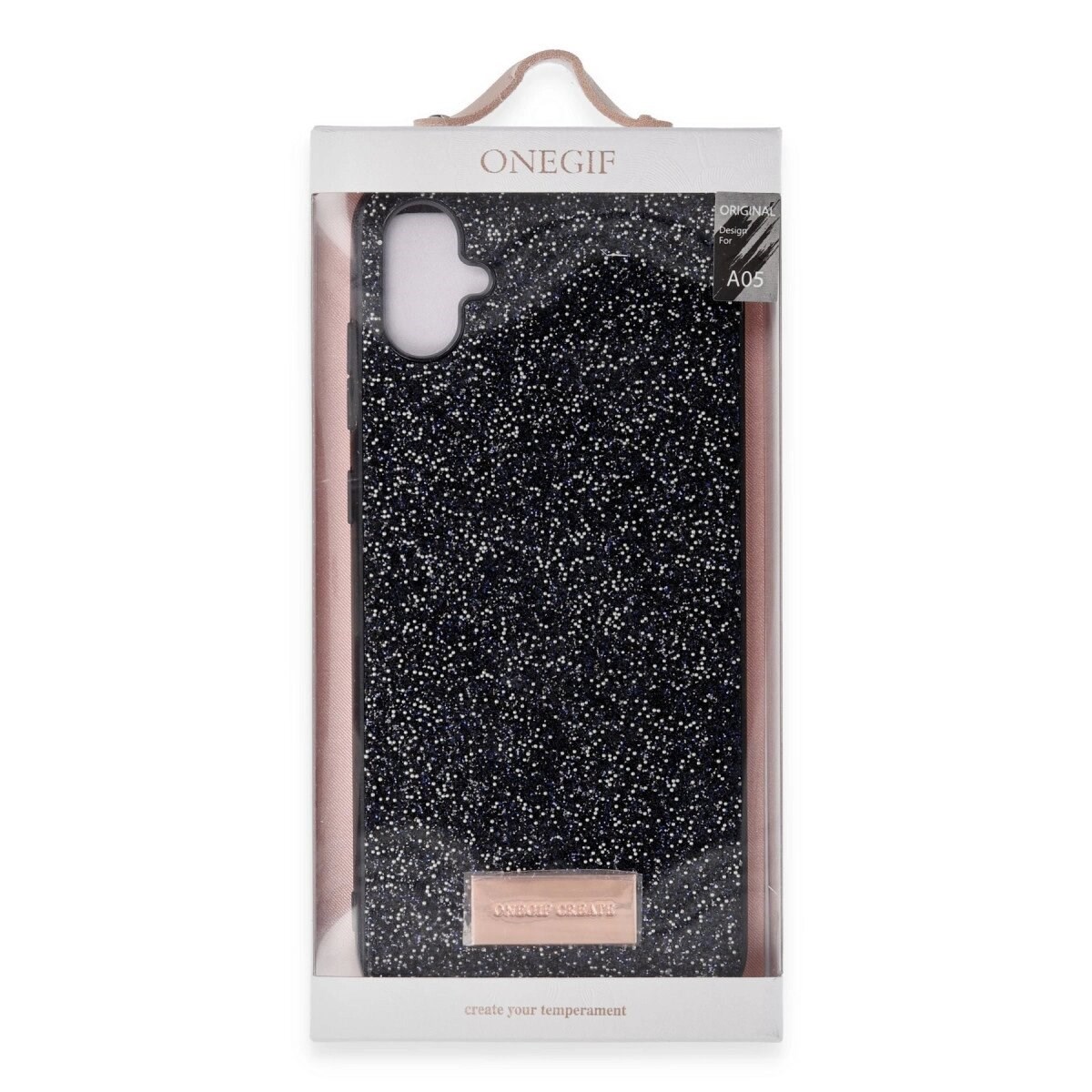 Onegif Samsung Galaxy A05 Bright Simli Kapak - Siyah