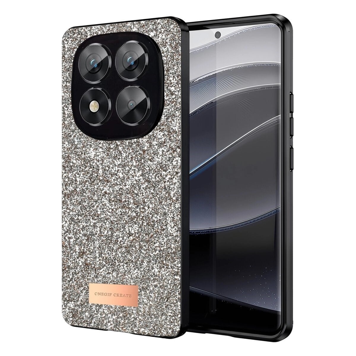 Onegif Xiaomi Redmi Note 14 Pro 5g Bright Simli Kapak - Gold