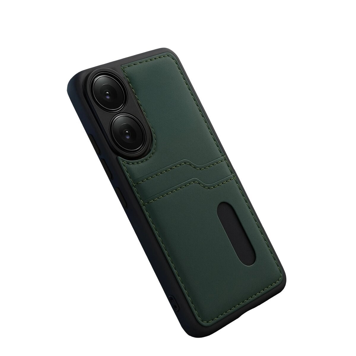 Oppo A38 Sara Kartvizitli Deri Kılıf - Yeşil