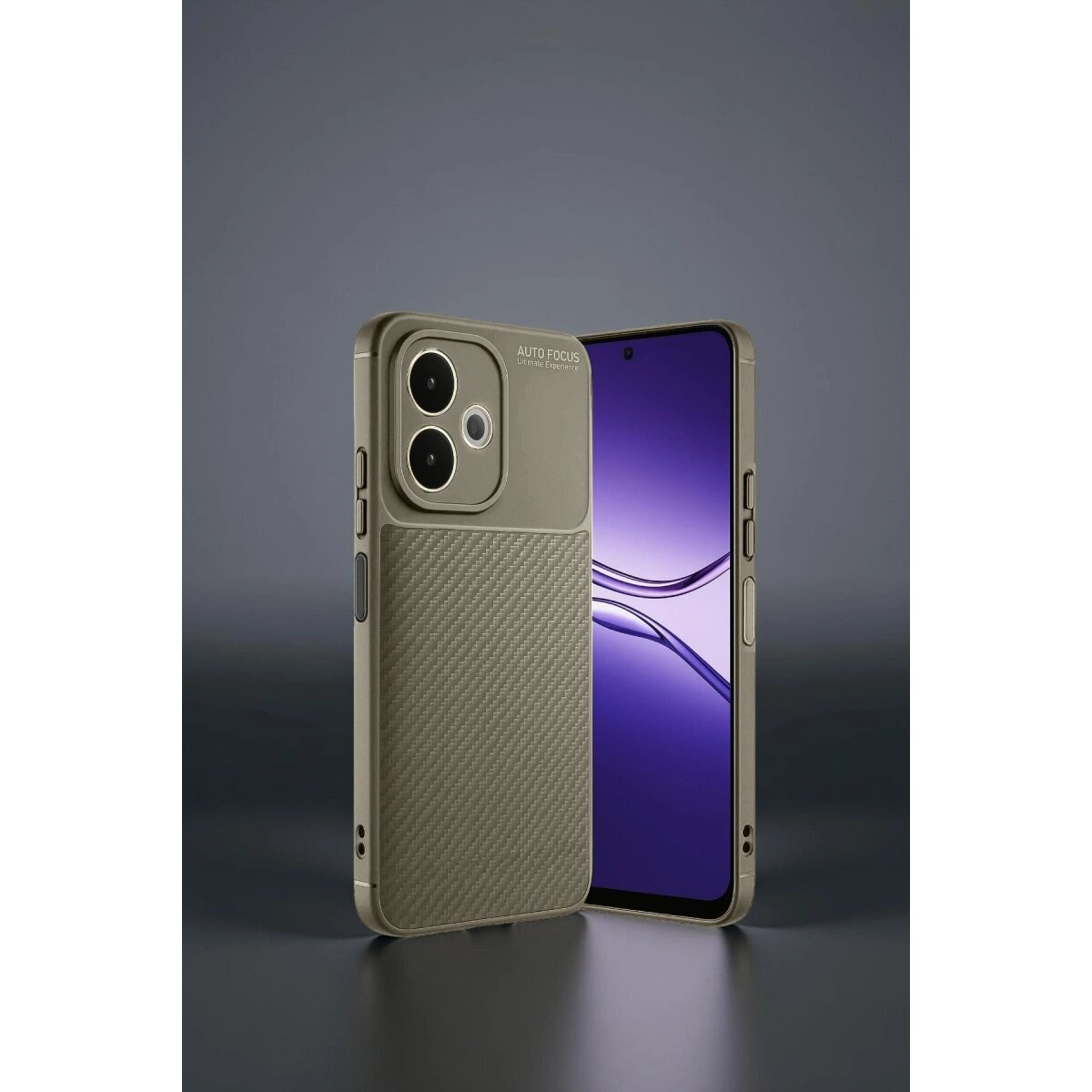 Oppo A5 Pro 4g Kılıf Auto Focus Karbon Kapak - Kahverengi