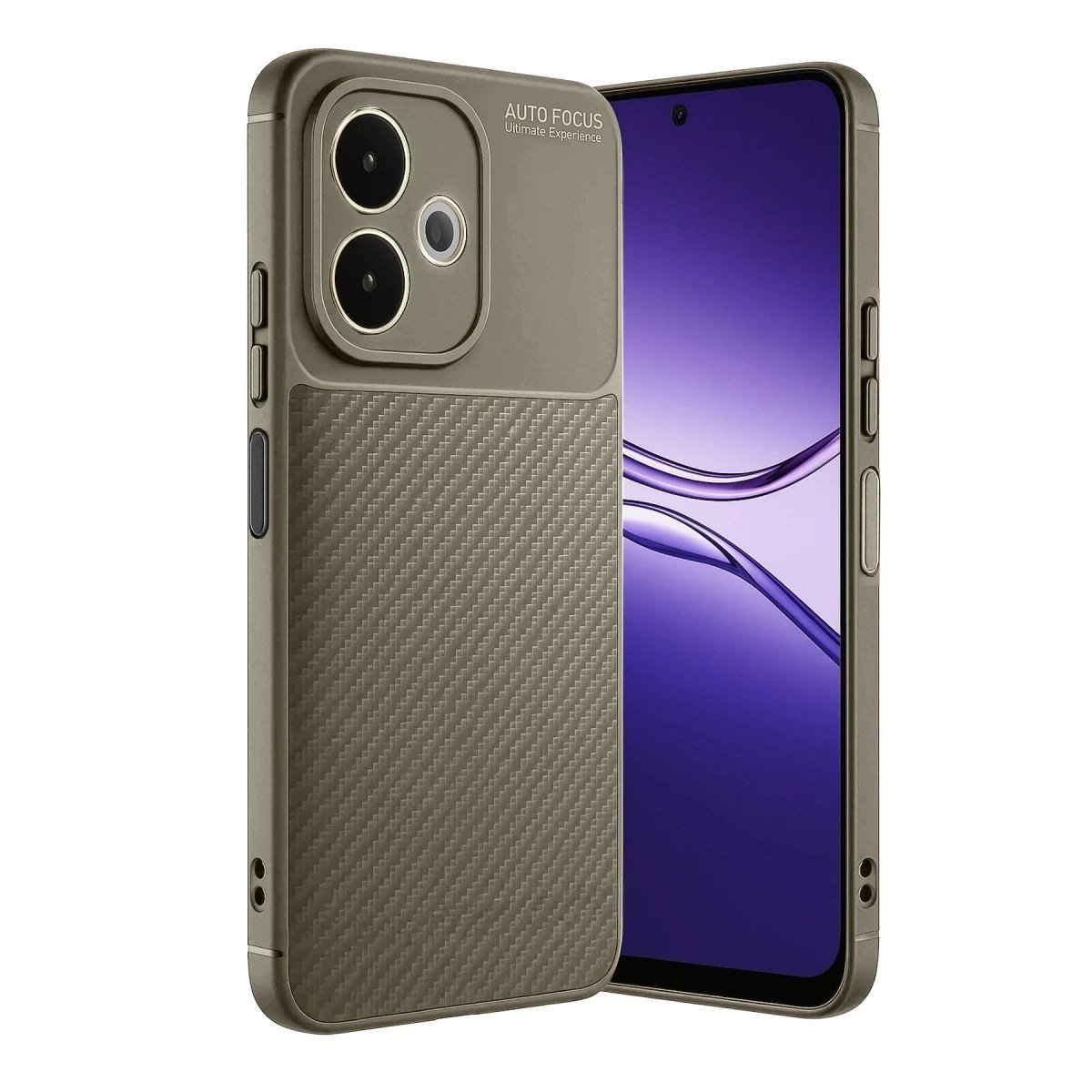 Oppo A5 Pro 4g Kılıf Auto Focus Karbon Kapak - Kahverengi