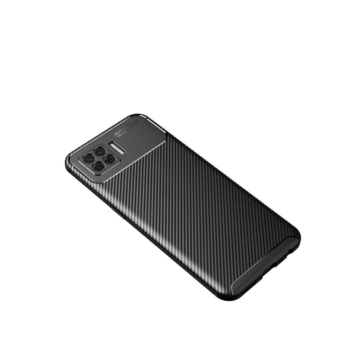 Oppo A73 Kılıf Auto Focus Karbon Kapak - Siyah