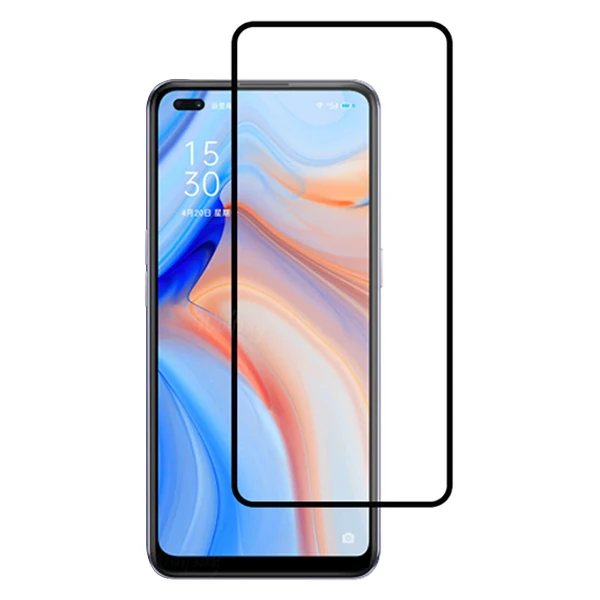 Oppo Reno 4  Full Glue Tempered Cam Ekran Koruyucu Full Kaplama-(1903)