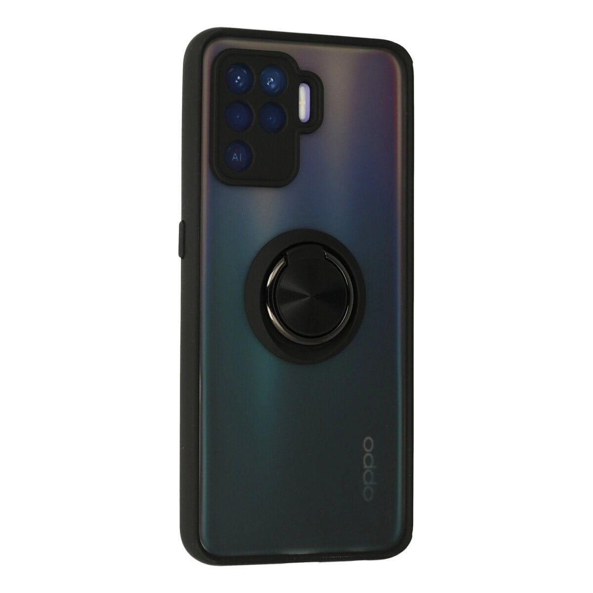 Oppo Reno 5 Lite Kılıf Montreal Yüzüklü Silikon Kapak - Siyah