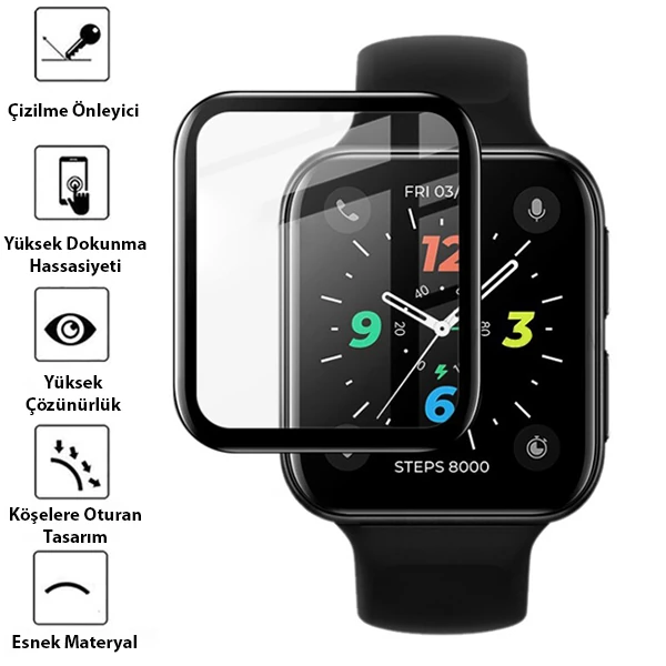 OPPO Watch 2 42MM 3D Full Kavisli PMMA Cam Ekran Koruyucu-(1903)