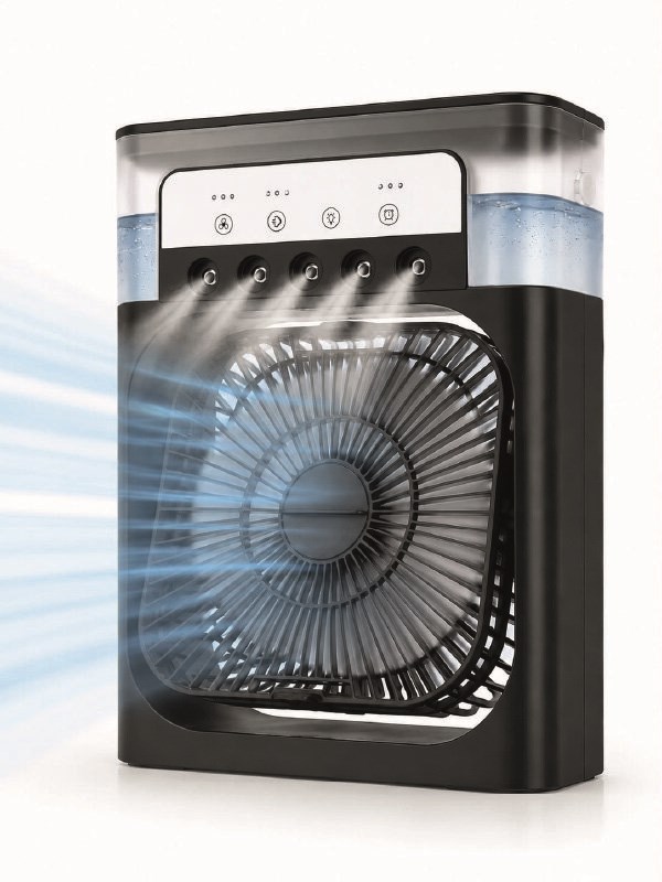 Püskürtmeli Masaüstü Fan 5 Başlıklı Serinletici, 600 ml Su Haznesi, 3 Kademe Fan, Type-C Bağlantı