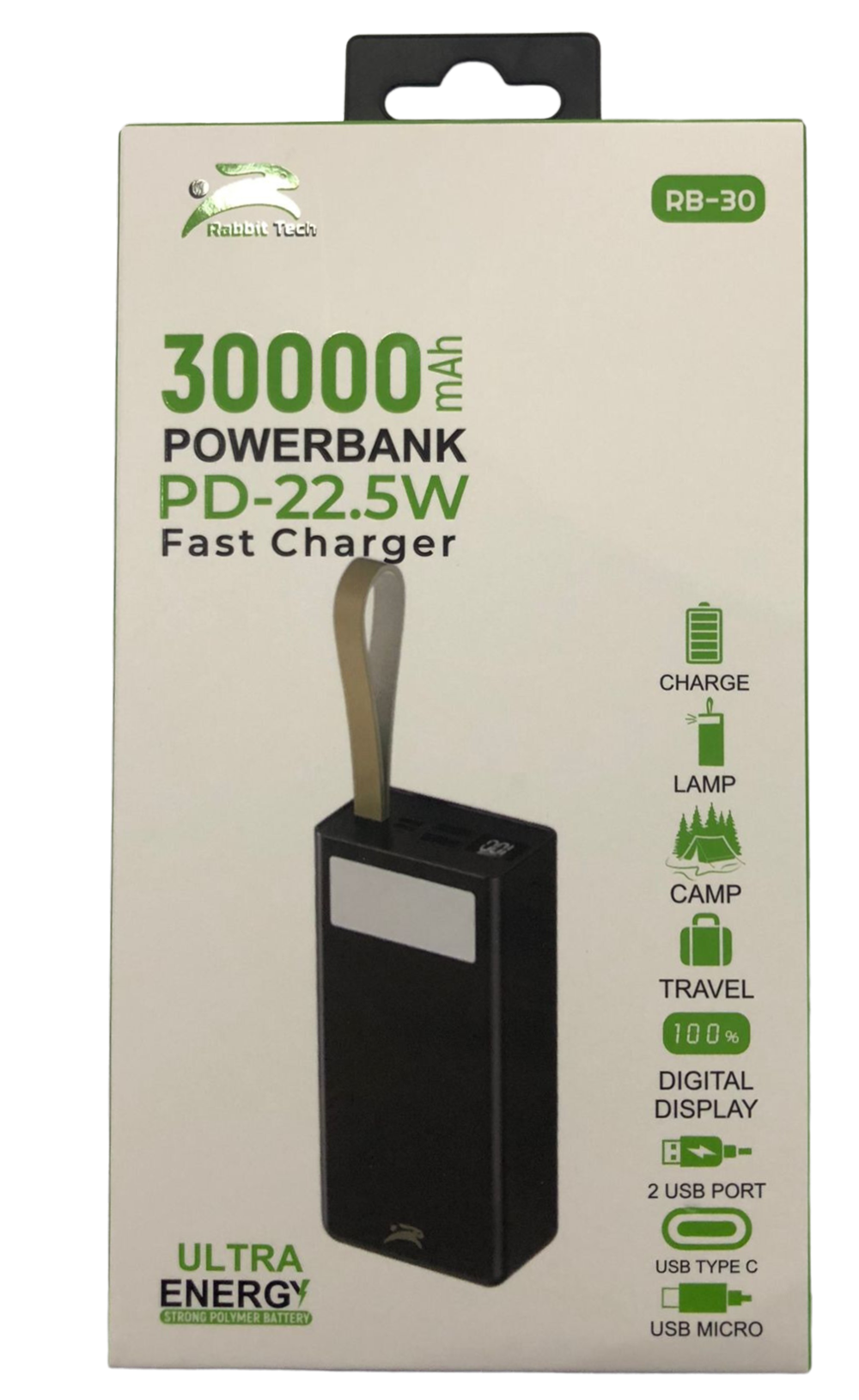 RABBİT TECH POWERBANK 30000 mAh PD-22,5W