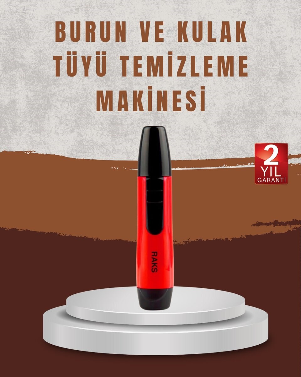 Raks Leo Burun Kulak Tüy Alma Makinesi 45 dk Şarj Süreli Kırmızı