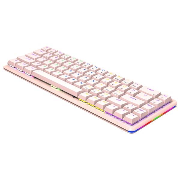 Rampage REBEL Pembe Low Profile BLUE SWITCH US Layout Rainbow Mekanik Gaming Oyuncu Klavye