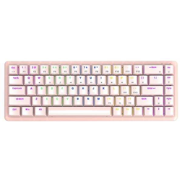 Rampage REBEL Pembe Low Profile RED SWITCH Mekanik Gaming Oyuncu Klavye US Layout Rainbow