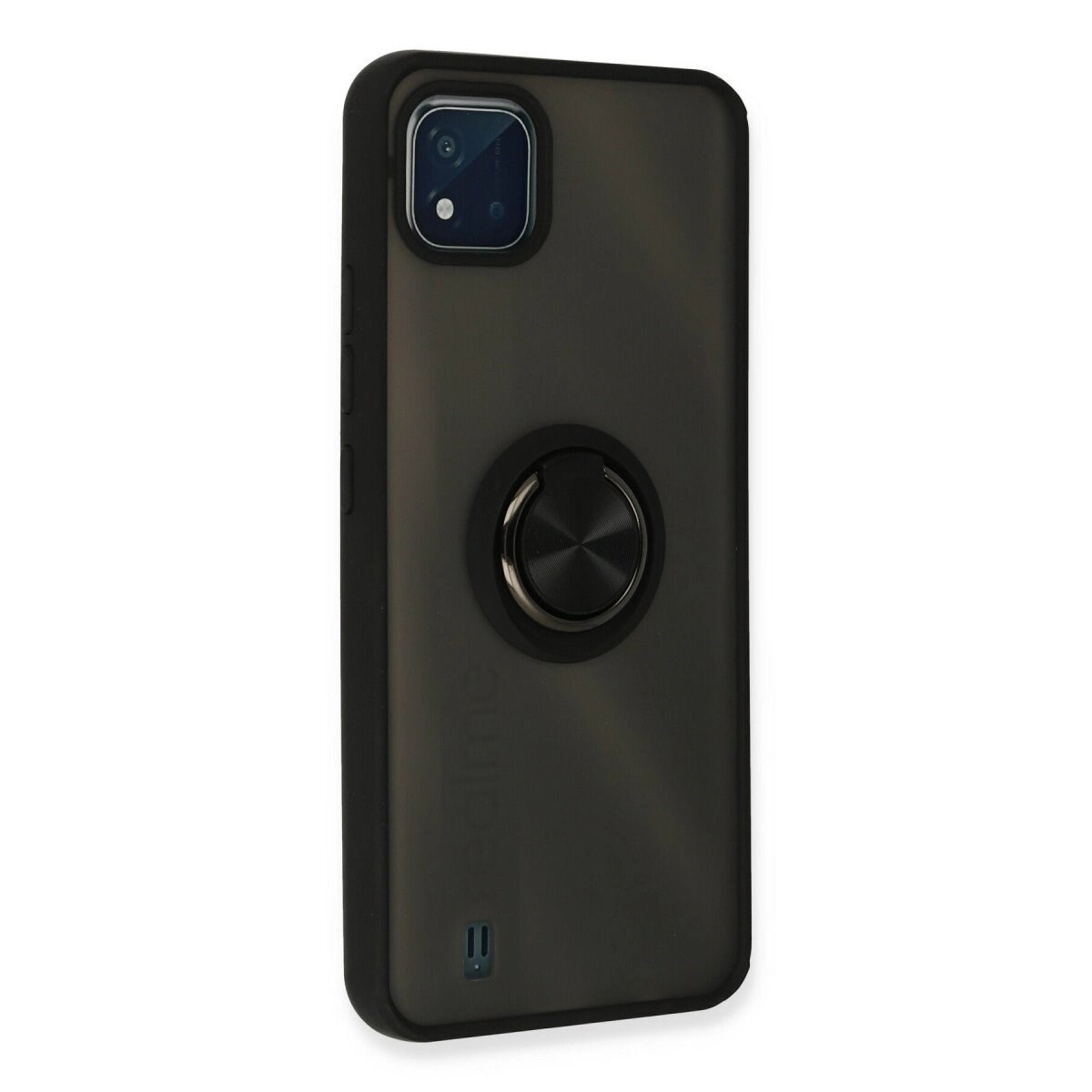 Realme C11 2021 Kılıf Montreal Yüzüklü Silikon Kapak - Siyah