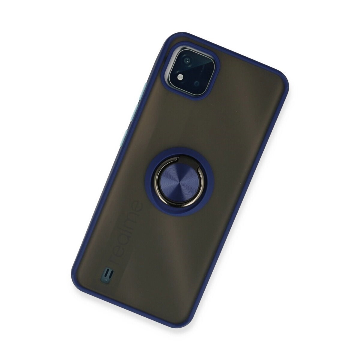 Realme C11 2021 Kılıf Montreal Yüzüklü Silikon Kapak - Lacivert