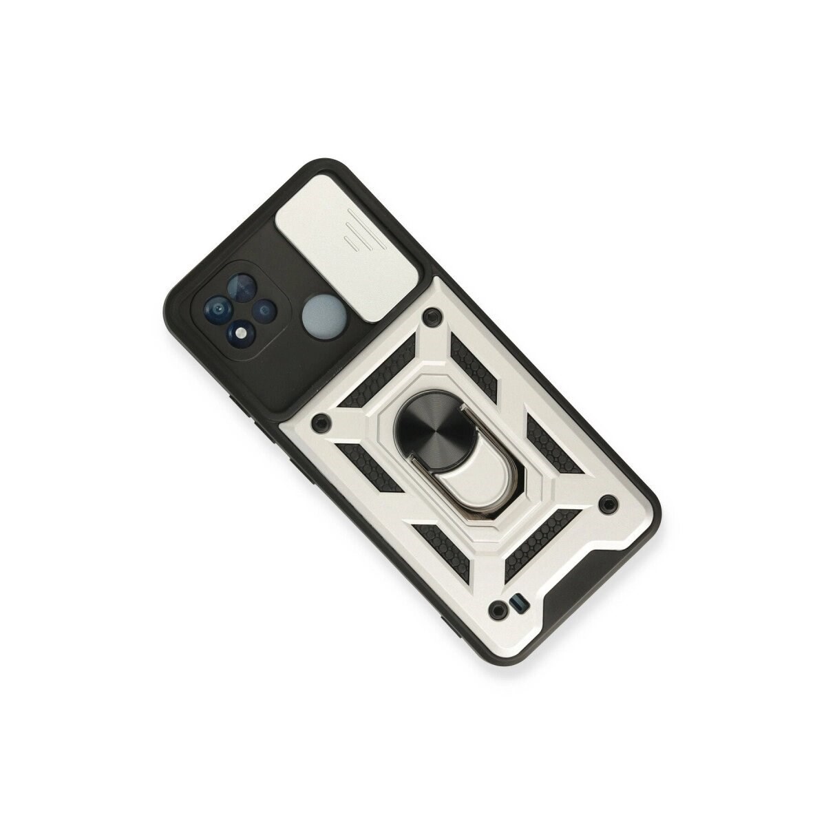 Realme C11 2021 Kılıf Pars Lens Yüzüklü Silikon - Gümüş