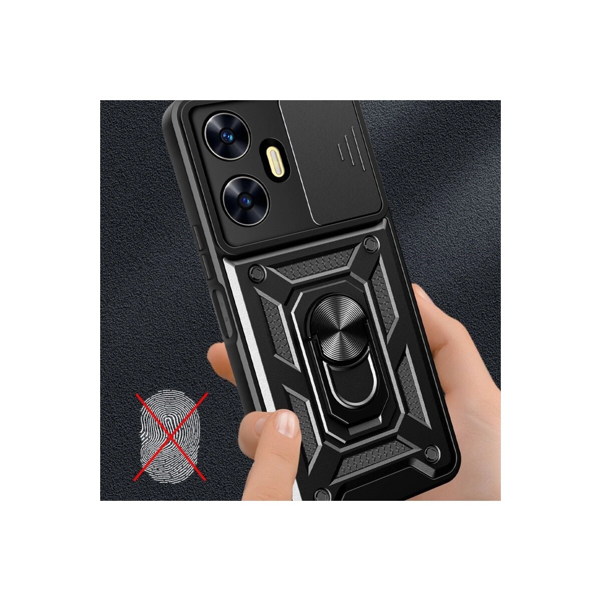 Realme C55 Kılıf Pars Lens Yüzüklü Silikon - Yeşil