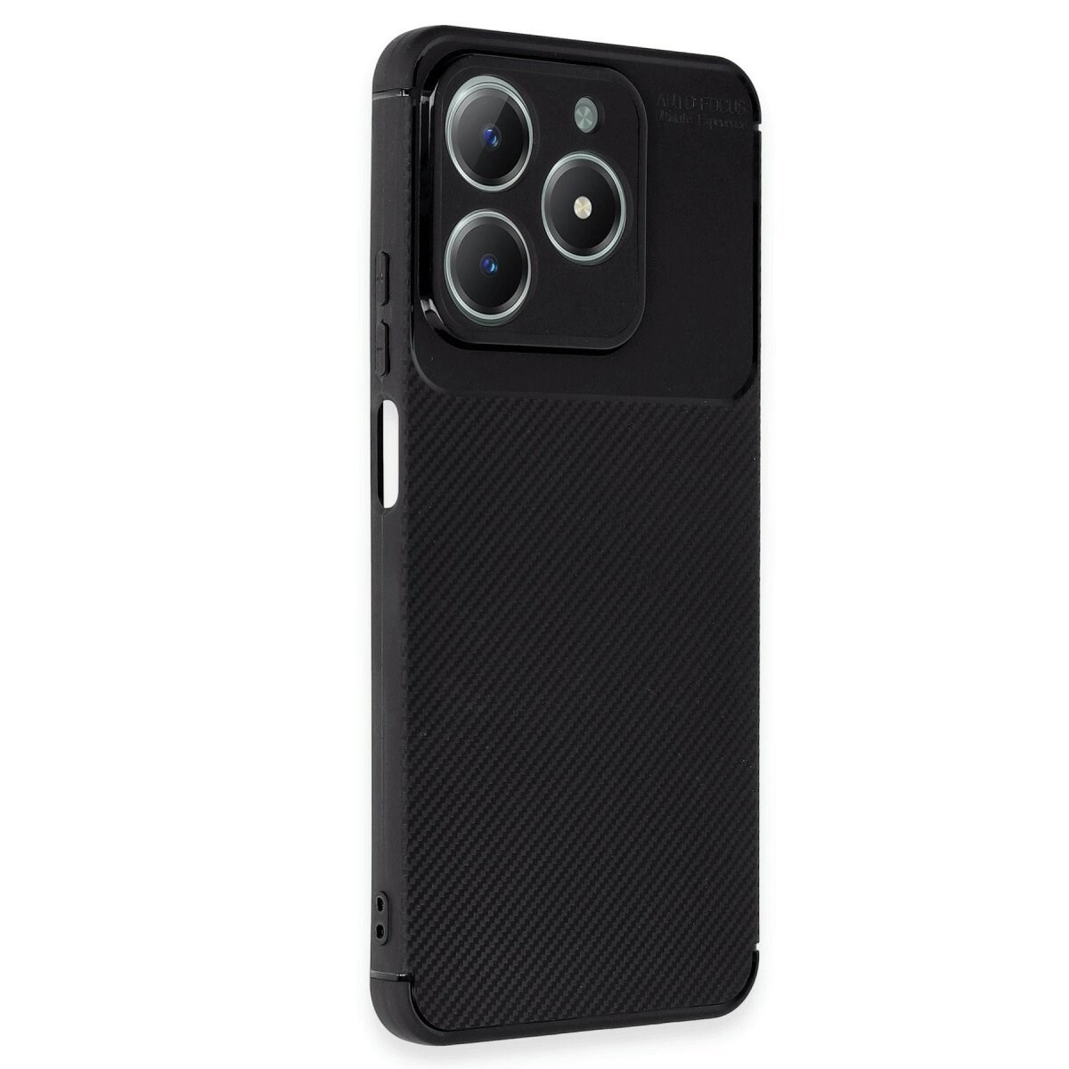 Realme C61 Kılıf Auto Focus Karbon Kapak - Siyah