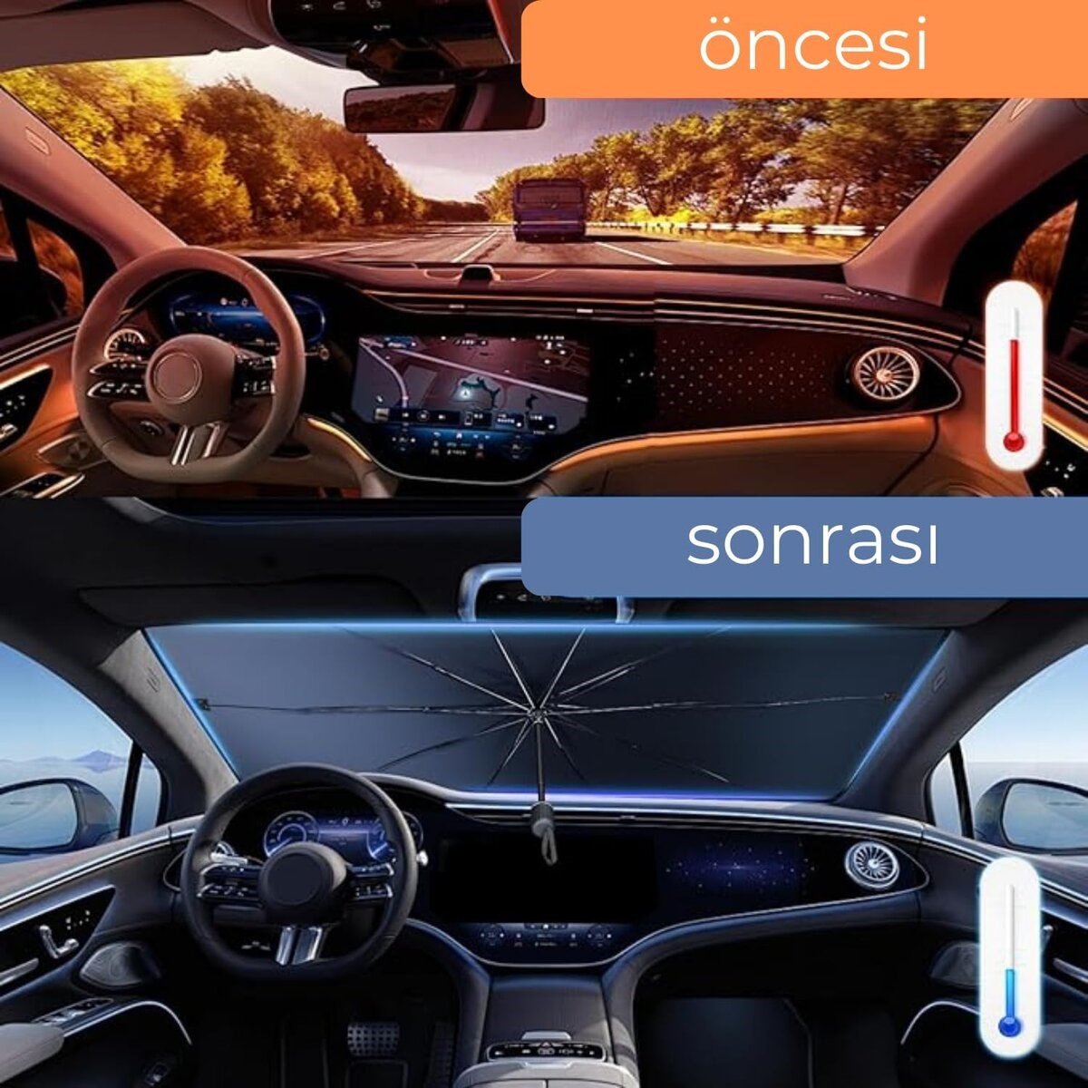 Renault Symbol, Dacia Sandero, Opel Corsa, Ford Ka, Peugeot 208 Uyumlu Oto Şemsiye