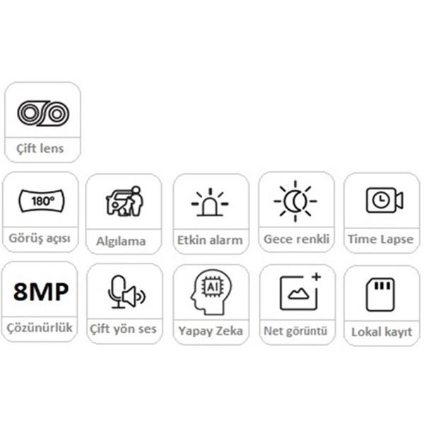 REOLINK 8MP PANORAMİK 3,2MM Duo 2 IP Güvenlik Kamerası PoE IP65, Renkli