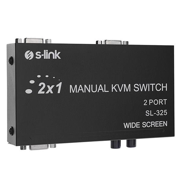 S-LINK 2port SL-325 VGA+PS2 1.8m M/M Kablolu Manuel Kvm Switch