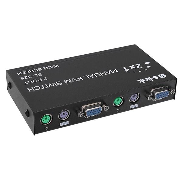 S-LINK 2port SL-325 VGA+PS2 1.8m M/M Kablolu Manuel Kvm Switch