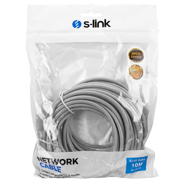 S-link SL-CAT10 RJ-45 10m Gri Cat5 Patch Kablo