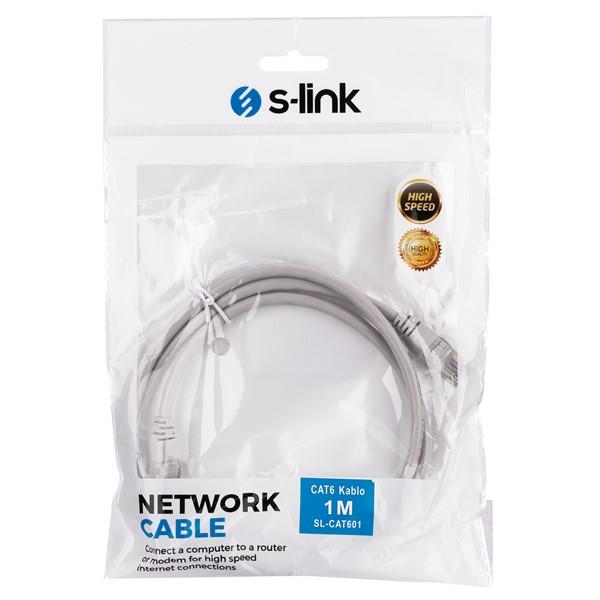 S-link SL-CAT601 1m CAT6 Gri Patch Kablo