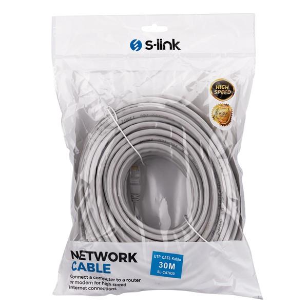 S-link SL-CAT630 30m Gri CAT6 Patch Kablo