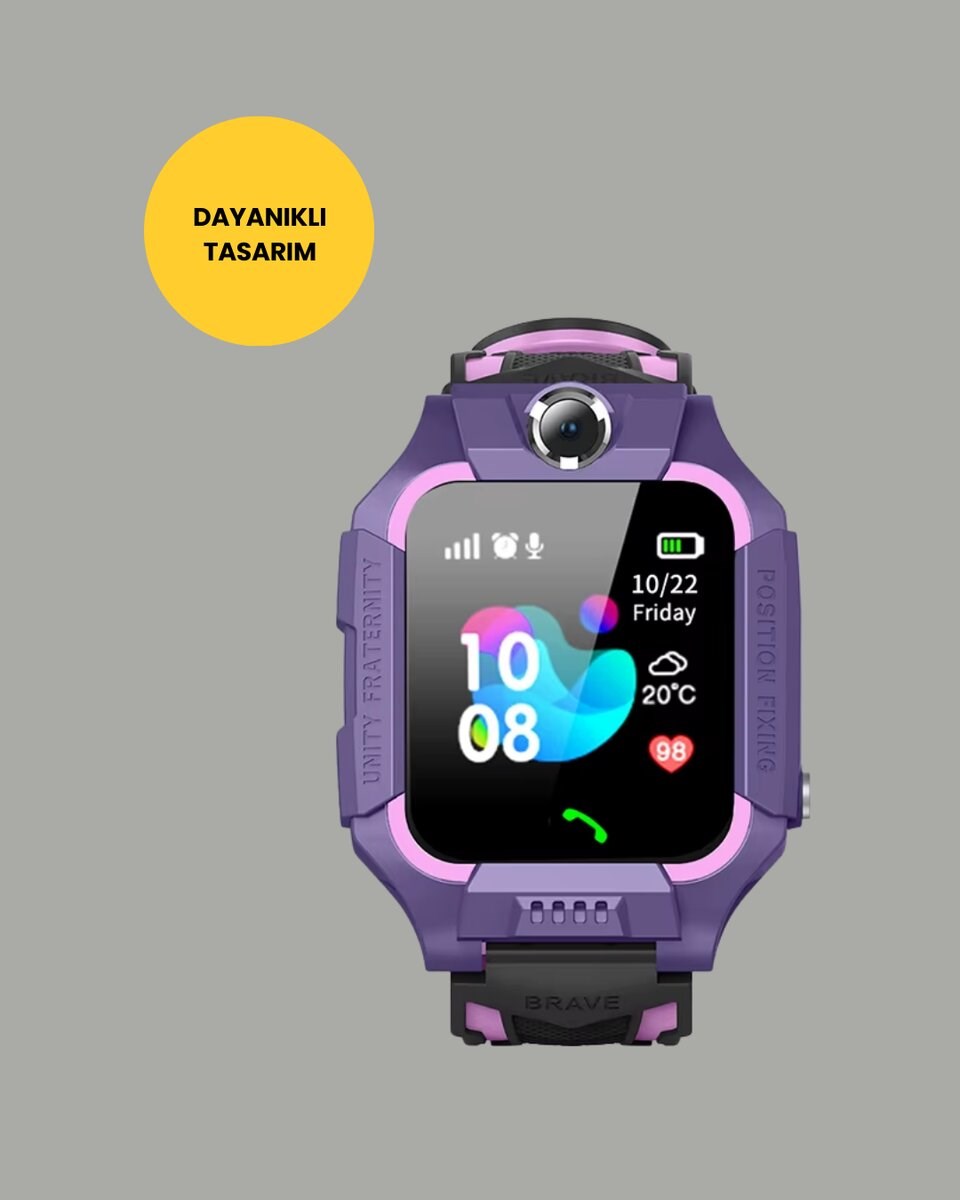S10 Akıllı Çocuk Saati Mor Tasarım Adımsayar ve Alarm Fonksiyonlu