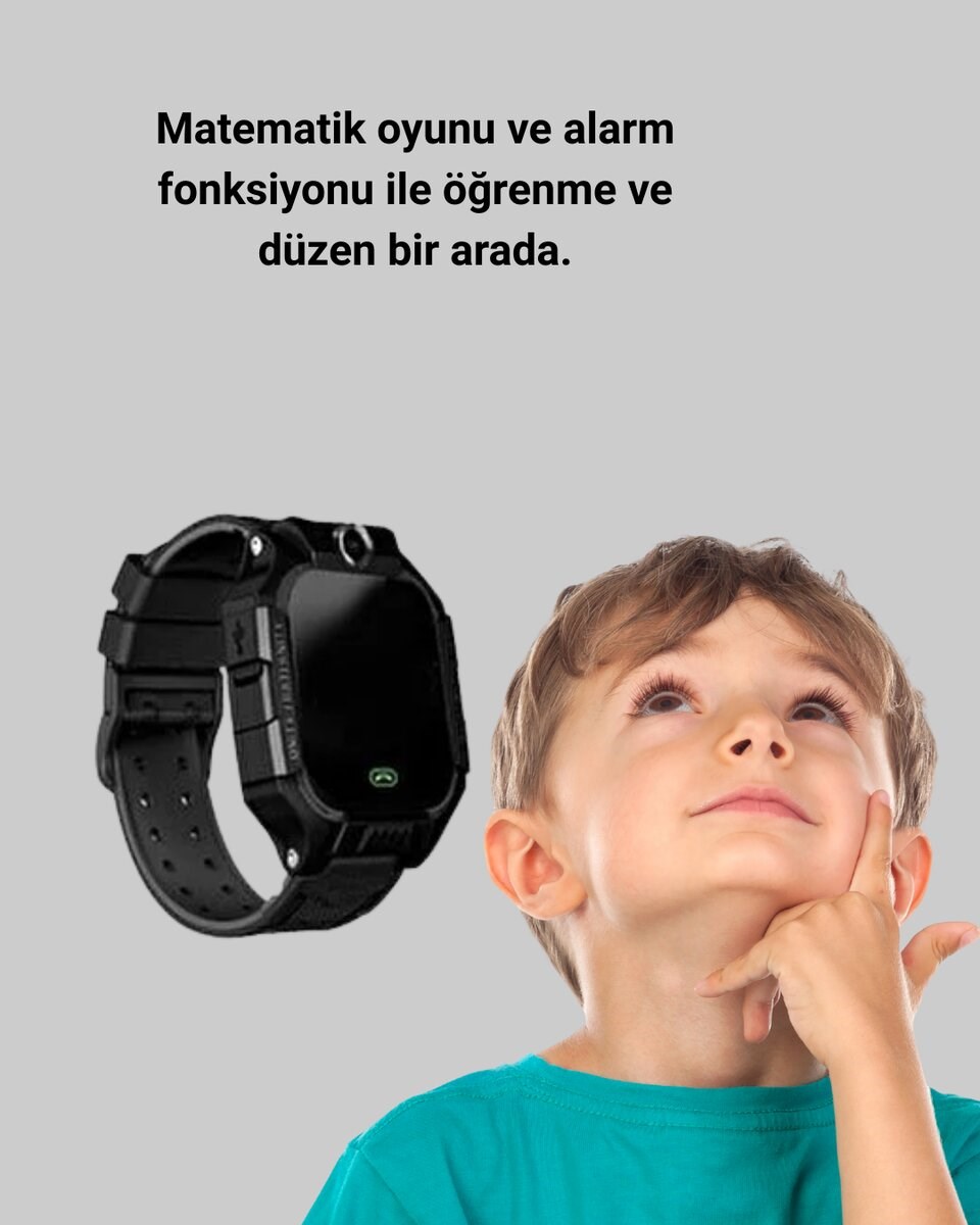 S10 Akıllı Çocuk Saati Siyah Model Çift Yönlü Konuşma ve SOS