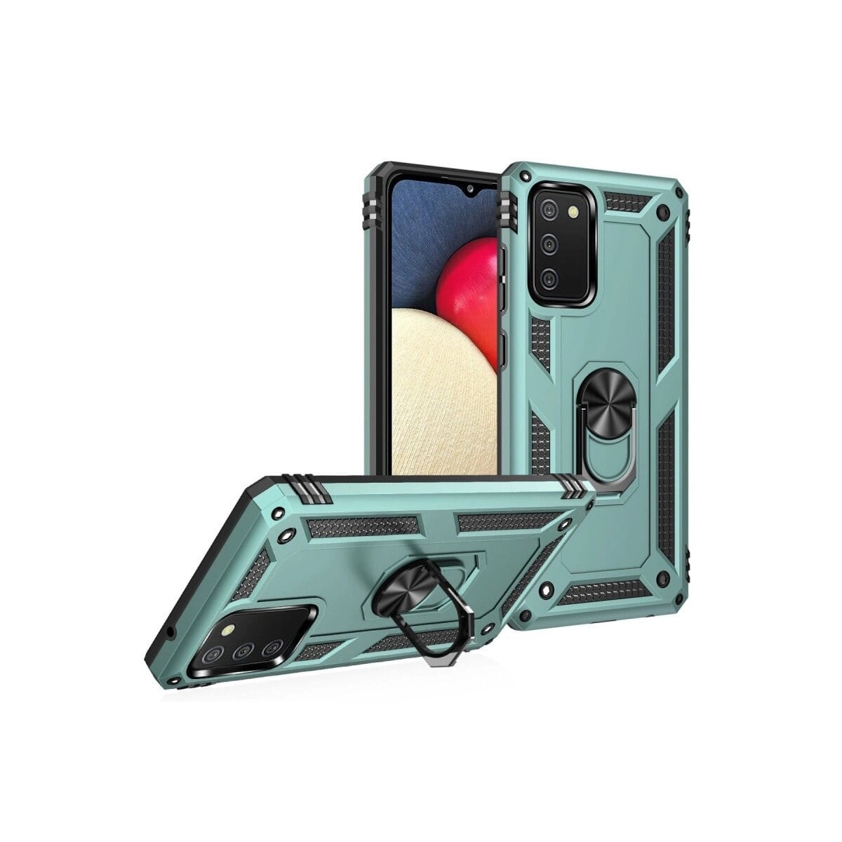 Samsung Galaxy A02s Kılıf Sofya Yüzüklü Silikon Kapak - Yeşil