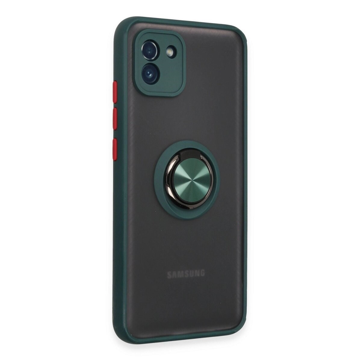Samsung Galaxy A03 Kılıf Montreal Yüzüklü Silikon Kapak - Yeşil