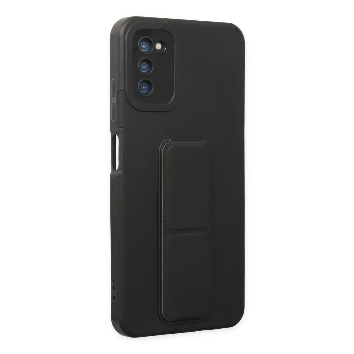 Samsung Galaxy A03s Kılıf Mega Standlı Silikon - Siyah