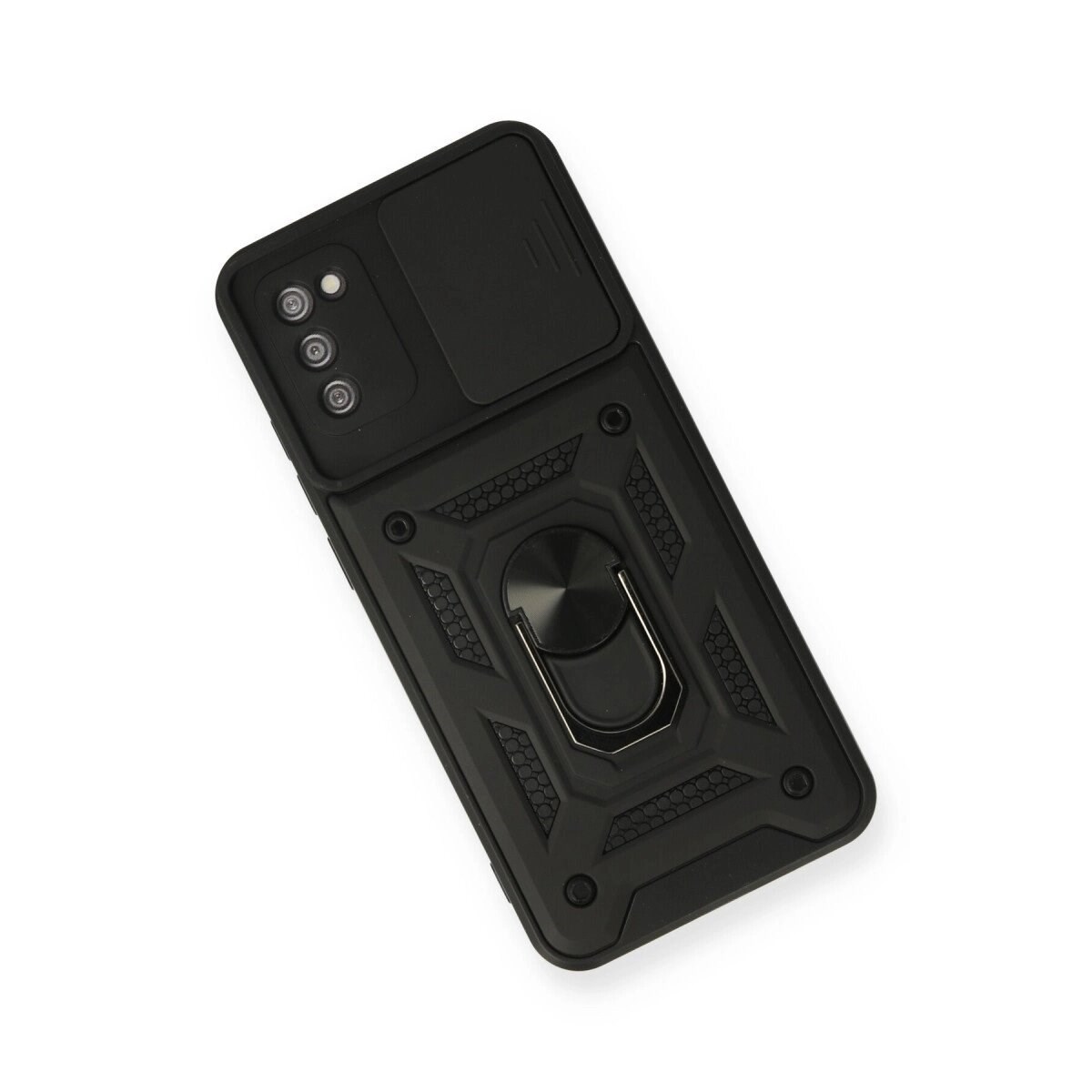 Samsung Galaxy A03s Kılıf Pars Lens Yüzüklü Silikon - Siyah