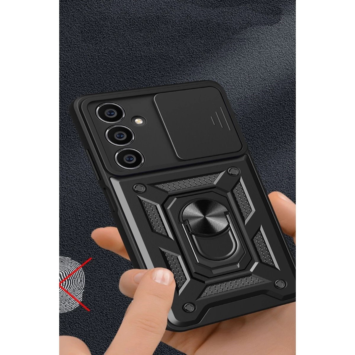 Samsung Galaxy A05s Kılıf Pars Lens Yüzüklü Silikon - Siyah
