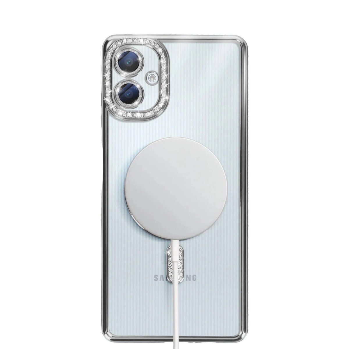 Samsung Galaxy A06 Joke Simli Magneticsafe Kılıf - Gümüş