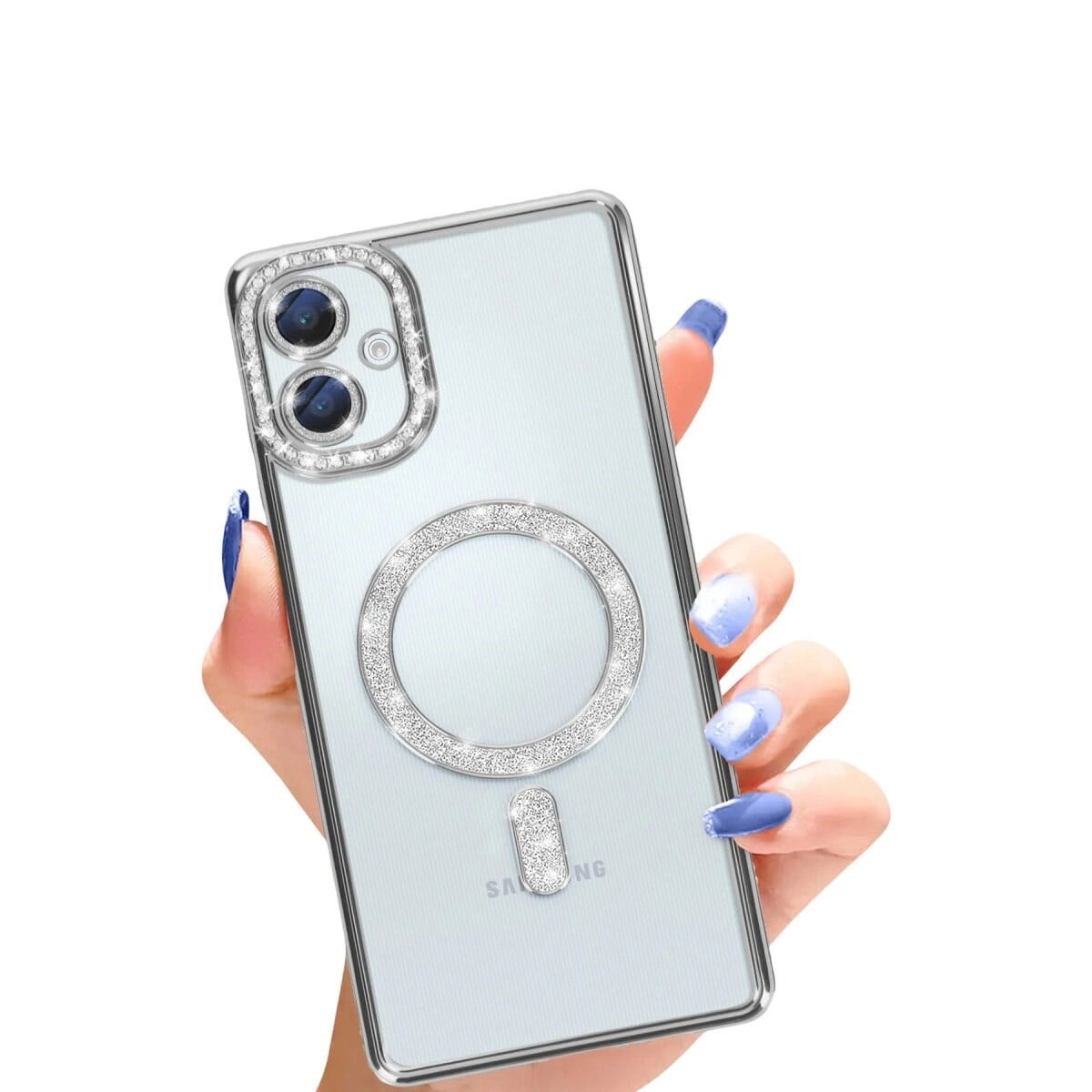 Samsung Galaxy A06 Joke Simli Magneticsafe Kılıf - Gümüş